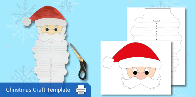 Santa beard christmas countdown paper craft advent activity