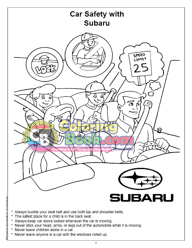 Subaru imprintable coloring and activity book