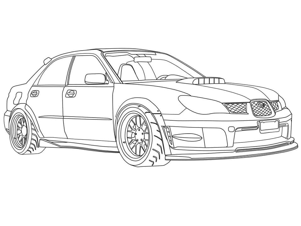 Subaru race car coloring page