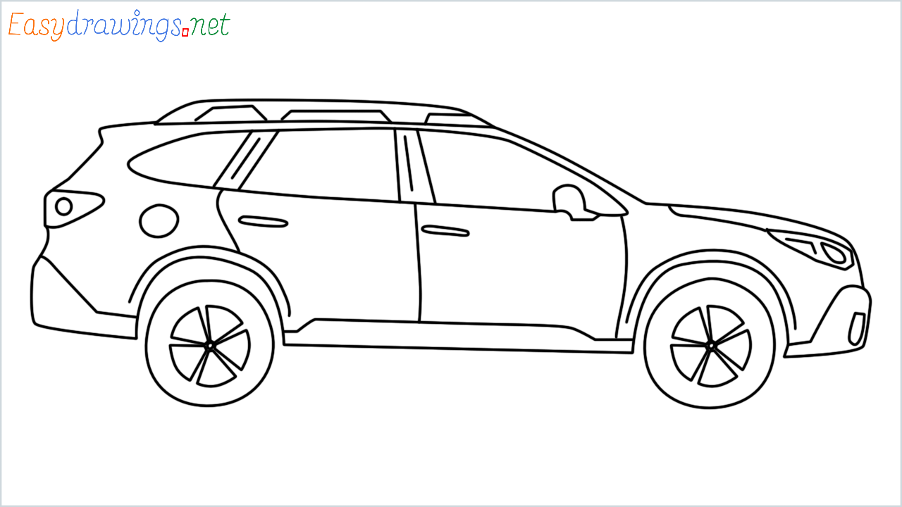 How to draw subaru outback step by step
