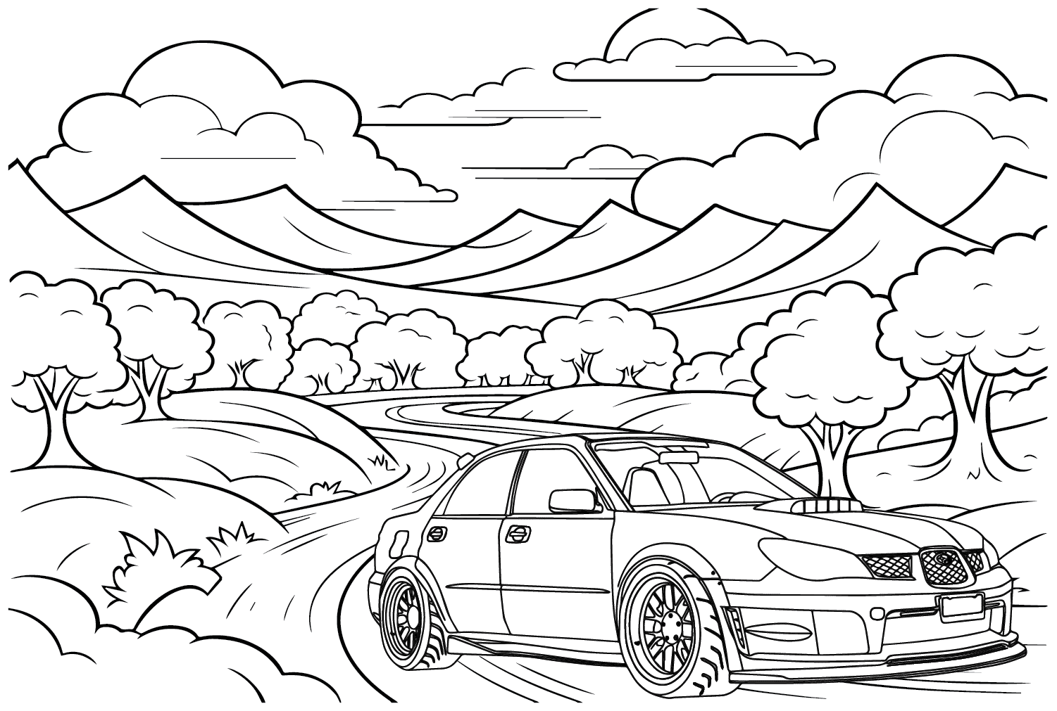 Subaru wrx coloring page