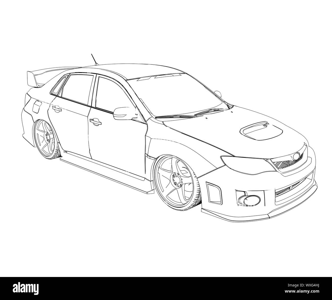 Sports car line drawing hi