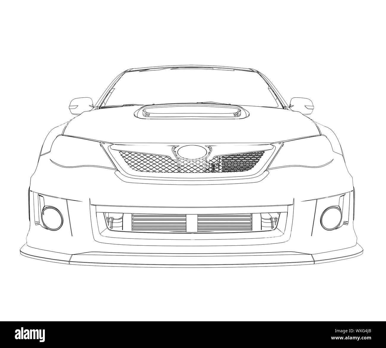 Sports car line drawing black and white stock photos images