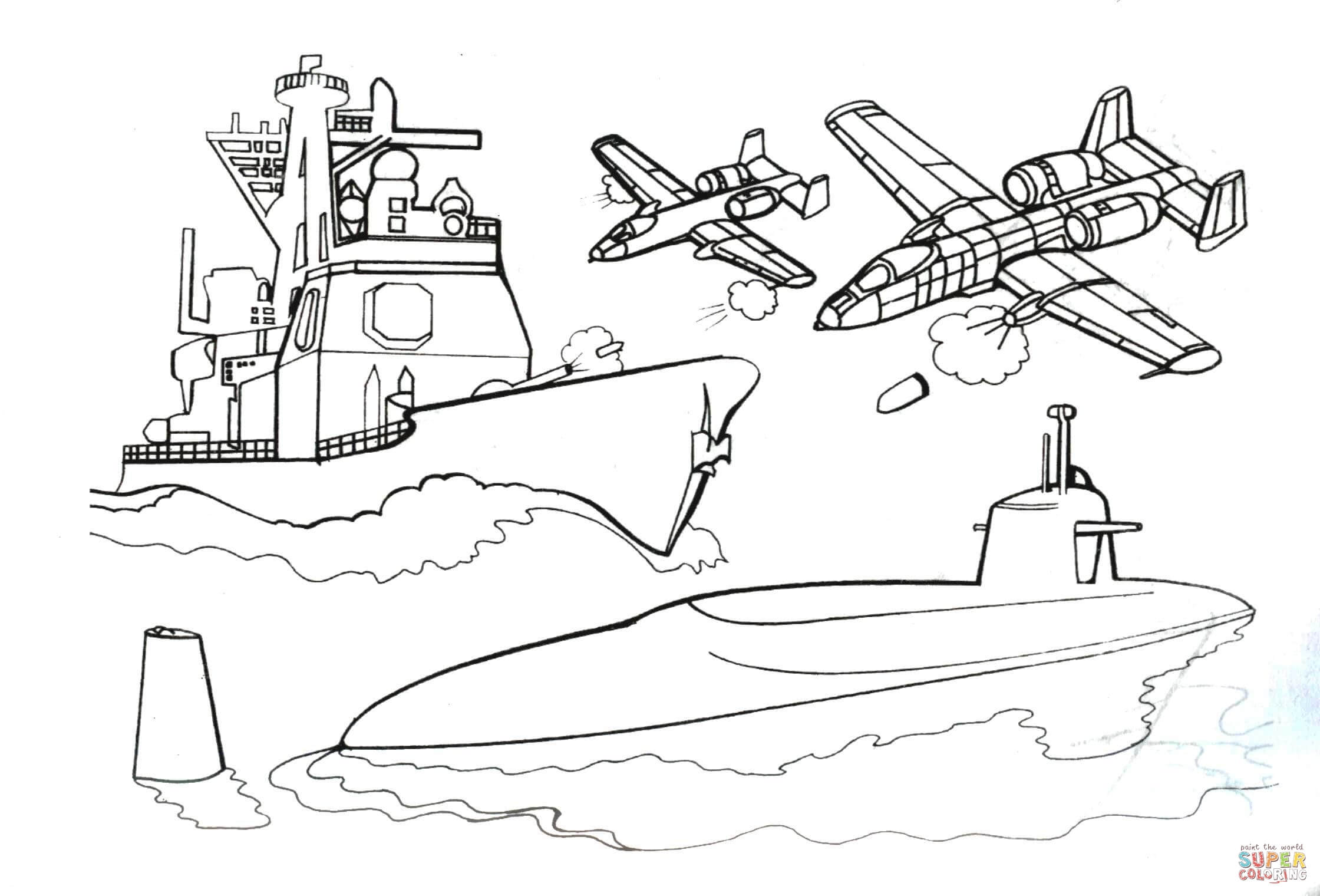 Attacking little submarine coloring page free printable coloring pages