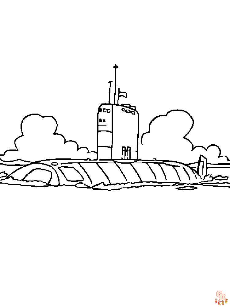 Submarine coloring pages explore the depths