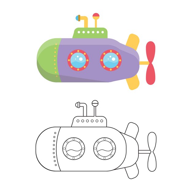 Premium vector submarine coloring pages outline clipart