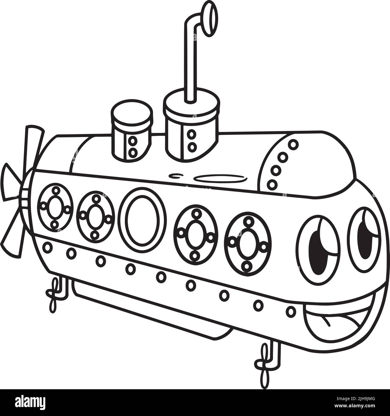 Submarine coloring page stock vector image art
