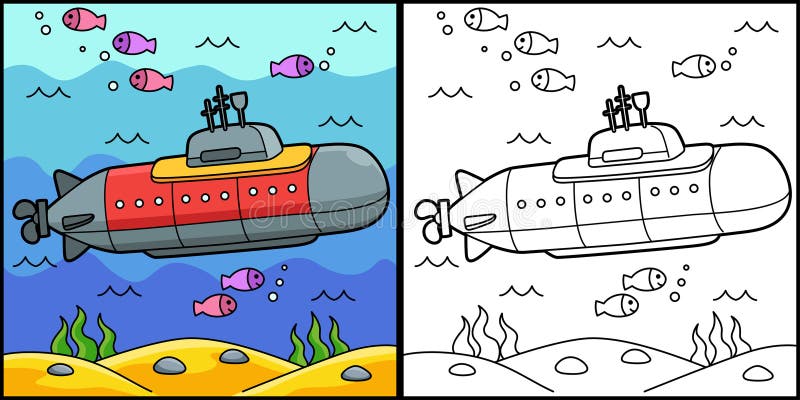 Submarine coloring page stock illustrations â submarine coloring page stock illustrations vectors clipart