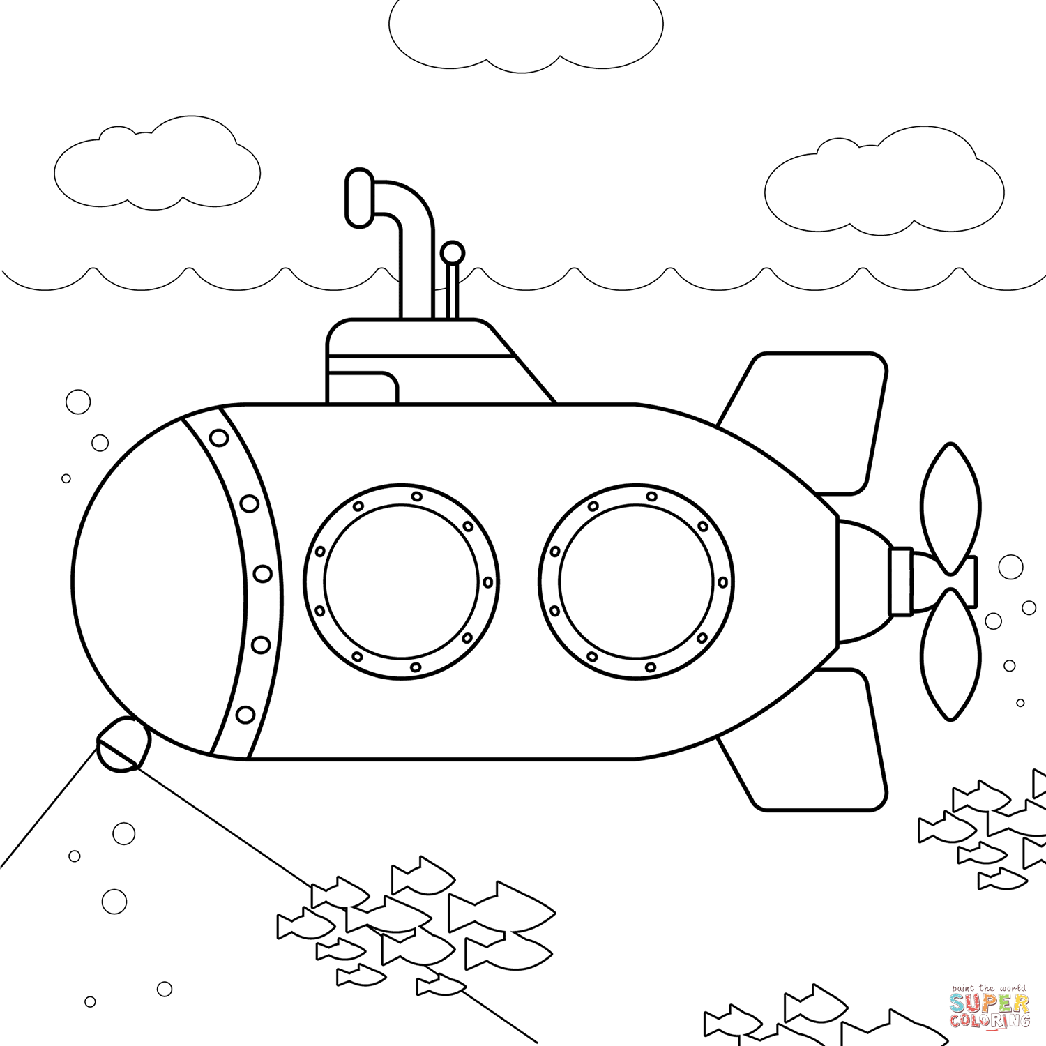 Submarine coloring page free printable coloring pages