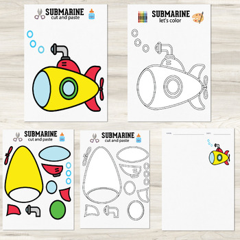 Submarine craft cut paste activity dive into underwater adventures freebie