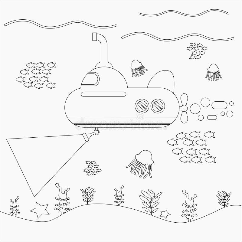 Submarine coloring page stock illustrations â submarine coloring page stock illustrations vectors clipart