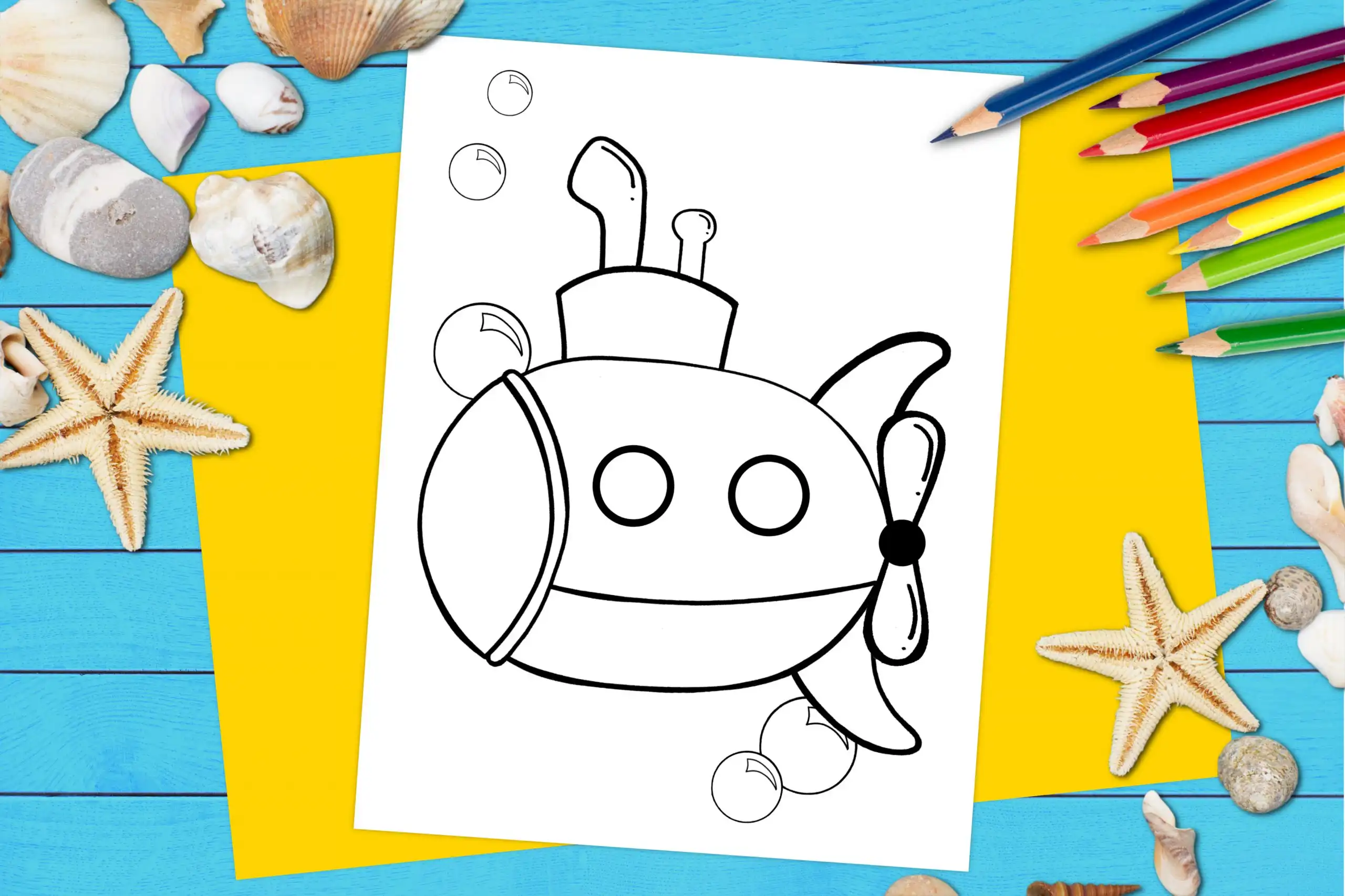 Free printable submarine coloring page â simple mom project