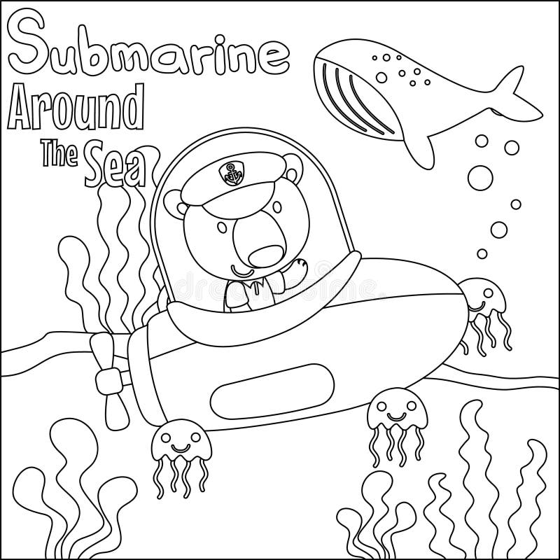 Submarine coloring page stock illustrations â submarine coloring page stock illustrations vectors clipart