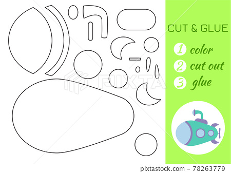 Color cut and glue paper green submarine cut