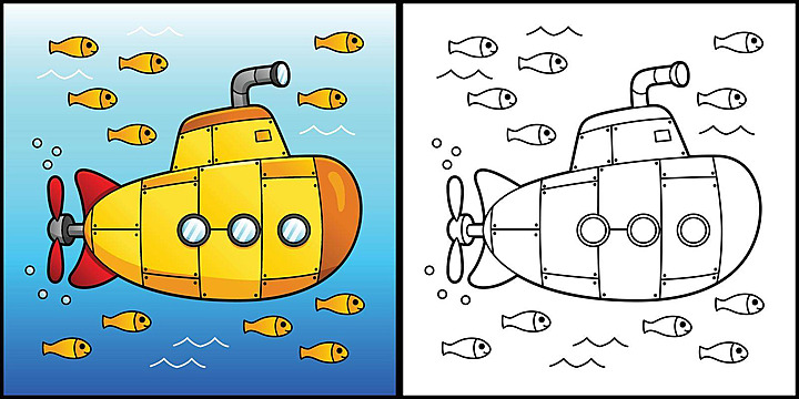 Submarine coloring page png transparent images free download vector files