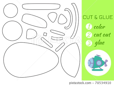 Color cut and glue paper green submarine cut