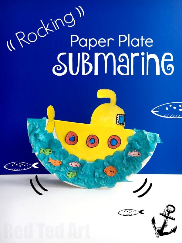 Rocking paper plate submarine craft for preschoolers