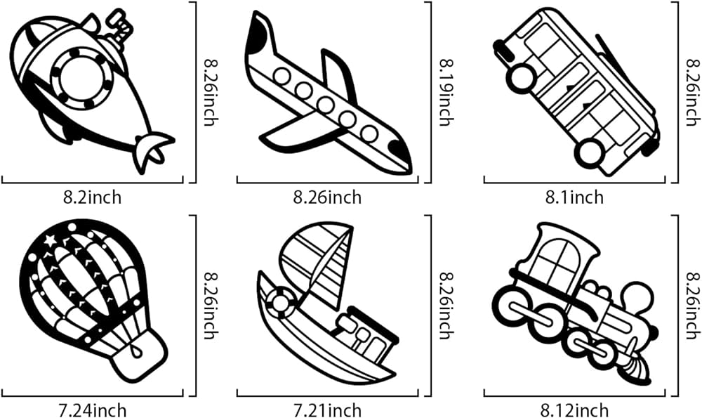 Benecreat pcs transportation theme suncatcher craft set submarineplanebusboatlocomotive glass effect paper with pcs colored paper for window art party decoration buy online at best price in k