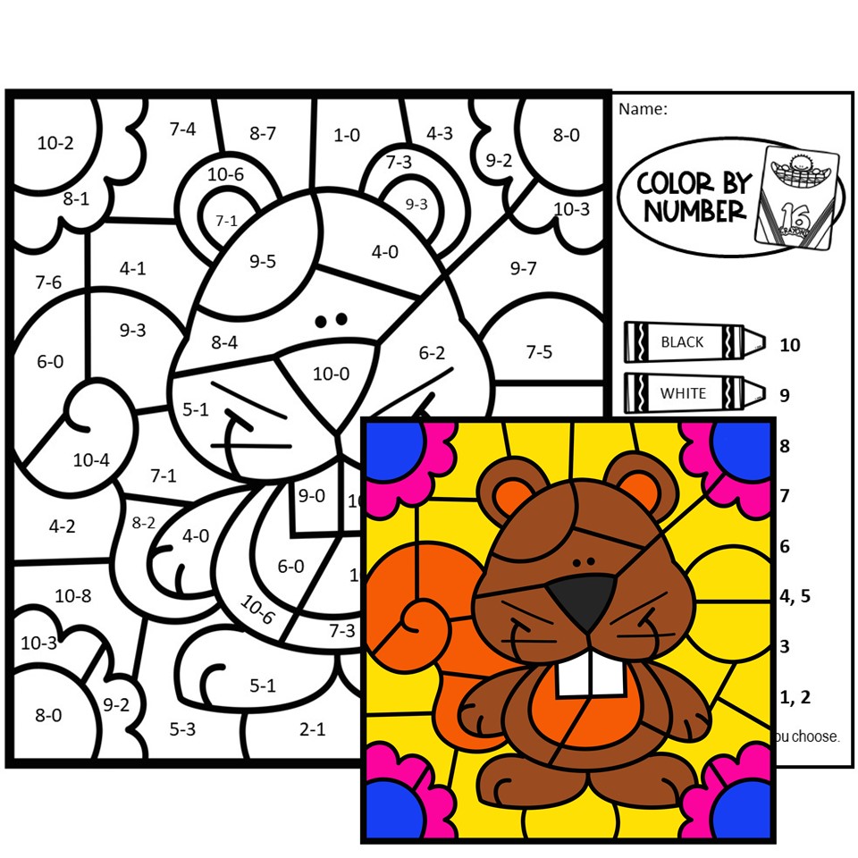 Fall color by number subtraction to made by teachers