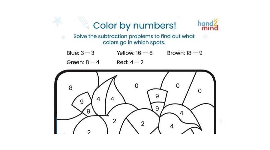 Learn subtraction with color by number printable blog