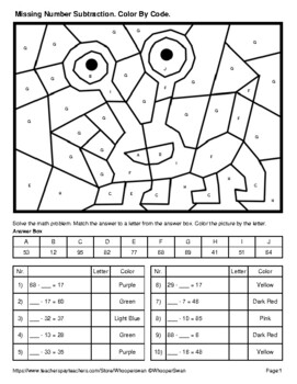Missing number in subtraction