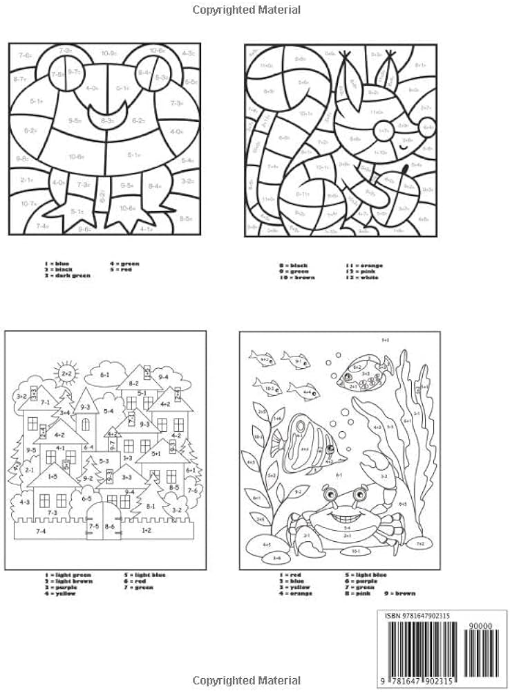 Color by numbers addition and subtraction blue wave press books