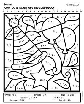 Math coloring sheets for birthdays and back to school