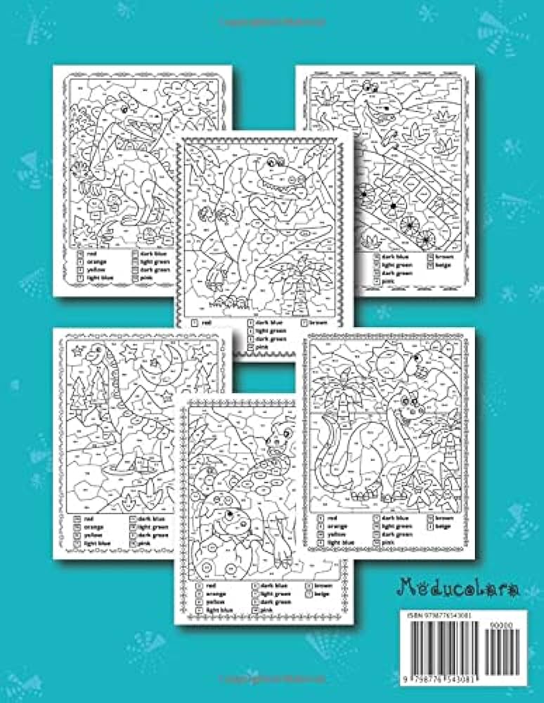 Dinosaur color by number addition and subtraction math coloring book meducolara books