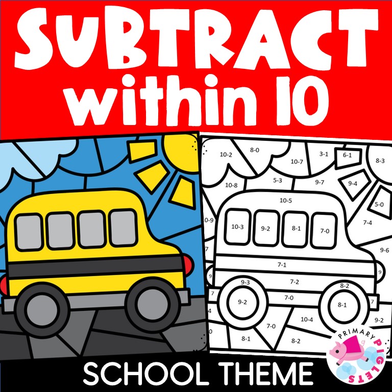 Subtraction color by code subtraction color by number subtraction to subtraction within math coloring sheets pages