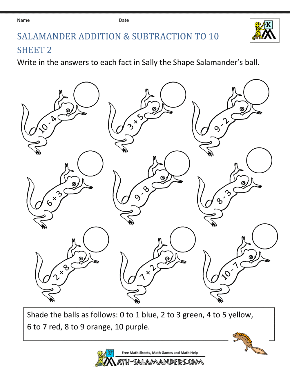 Addition subtraction to coloring sheets for kindergarten