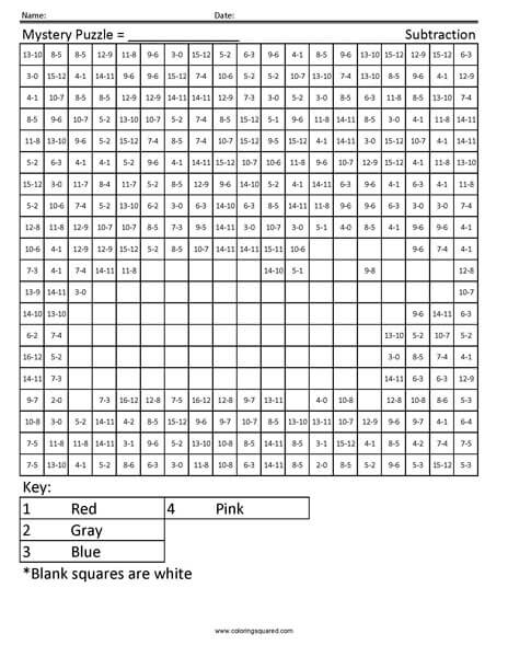 Rat coloring page subtraction