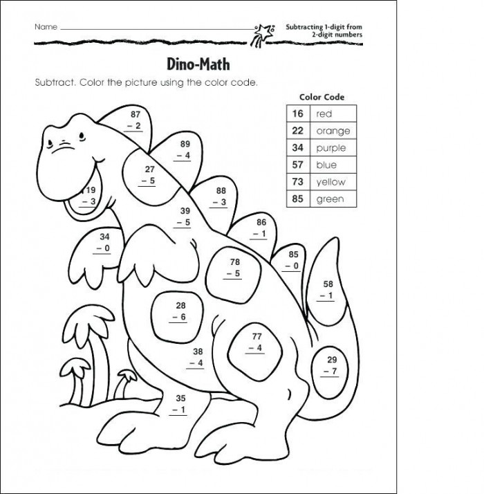 Subtraction coloring worksheets