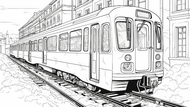 Premium ai image paris city coloring page vienna secession style train in urban scenes