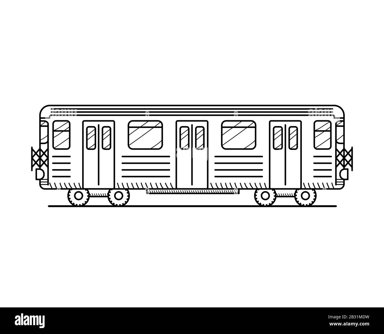 Linear metro train icon isolated on white background educational concept for coloring book page for kids stock vector image art