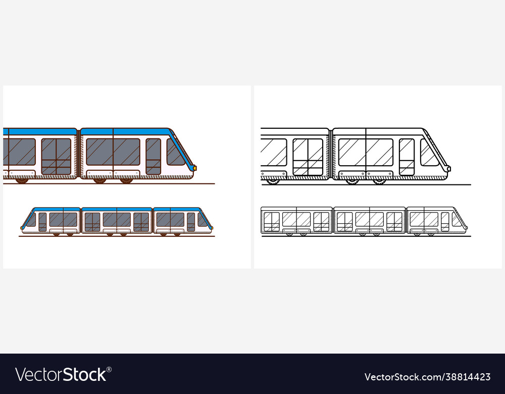 High speed train coloring page subway or metro vector image