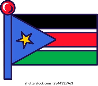 South sudan country flag on flagpole stock vector royalty free