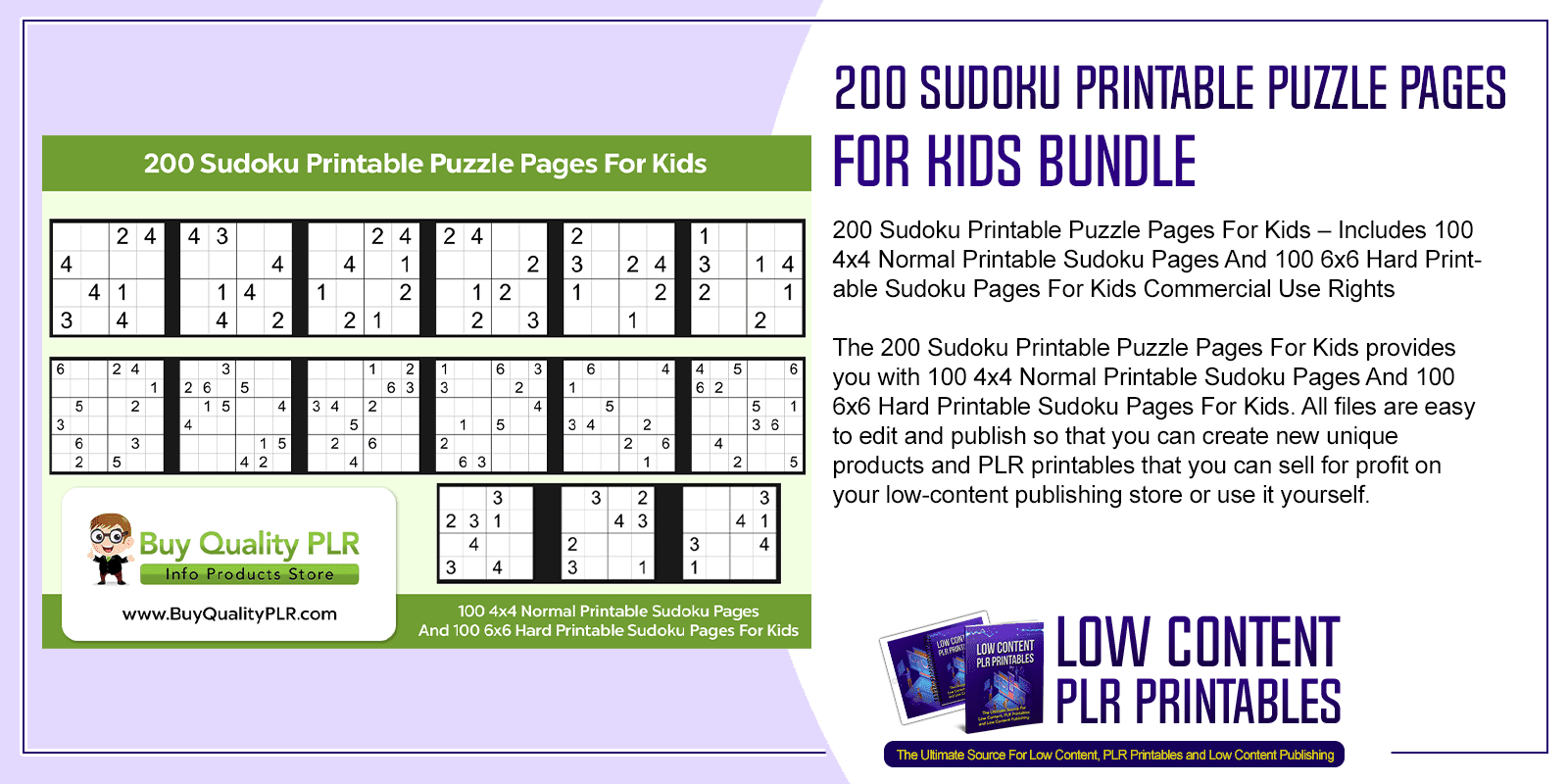 Sudoku printable puzzle pages for kids plr puzzles
