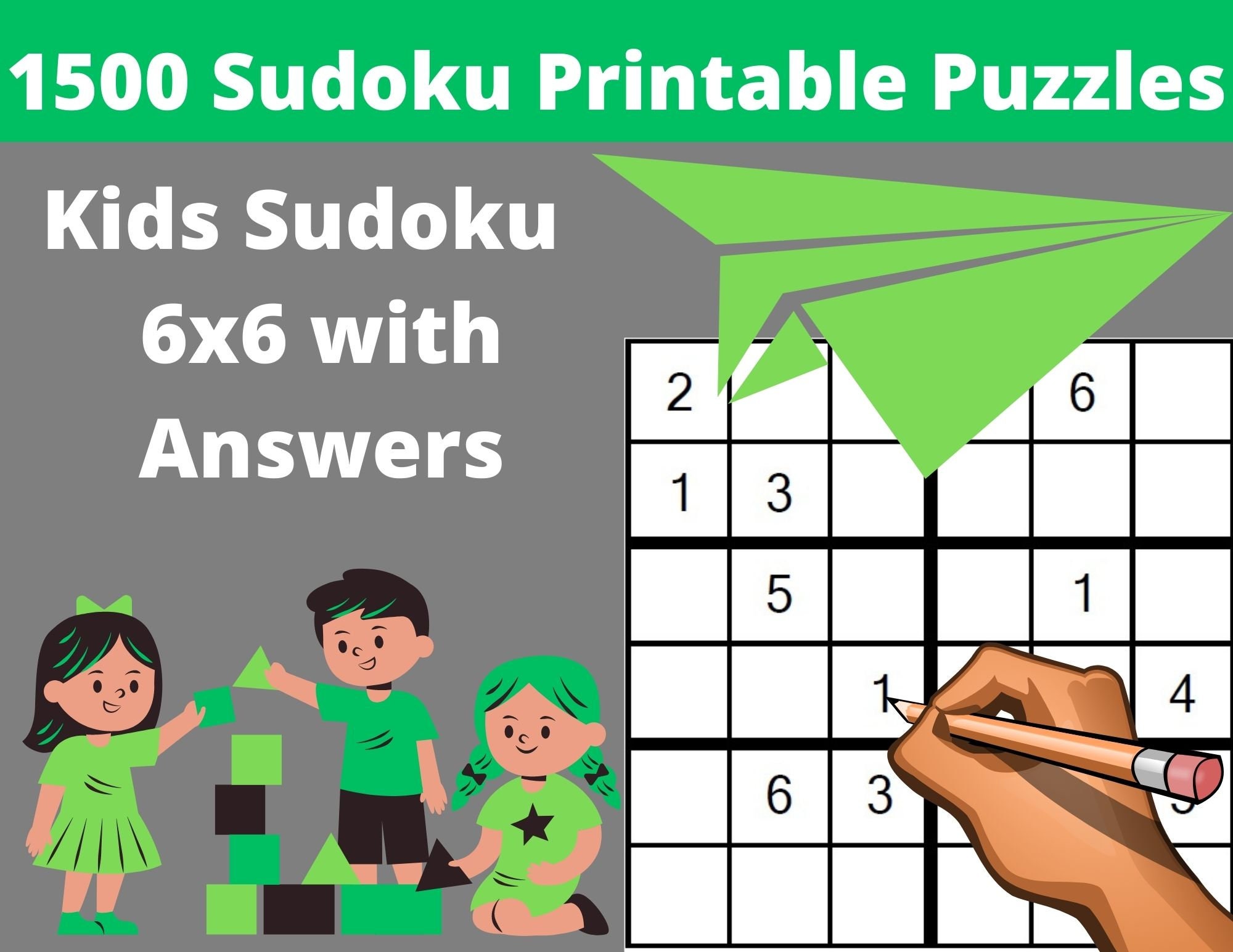 Printable pdf sudoku for kids x bundle of children puzzles with answers instant download instant download