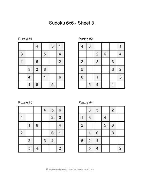 Printable sudoku for kids