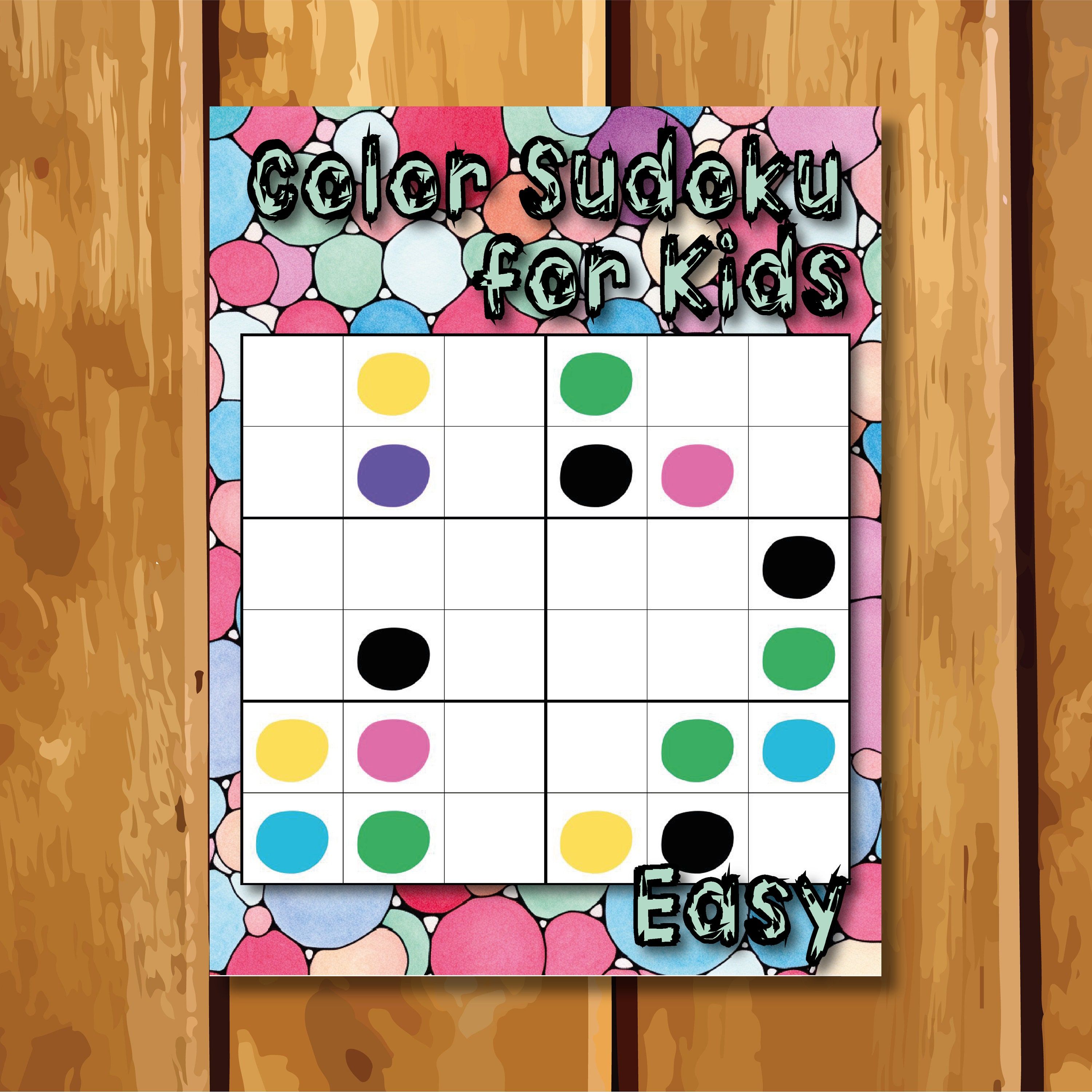 Easy color sudoku for kids x printable pdf