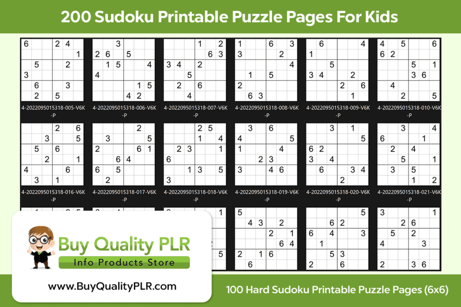 Sudoku printable puzzle pages for kids plr puzzles