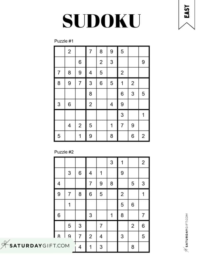 Free printable sudoku puzzles