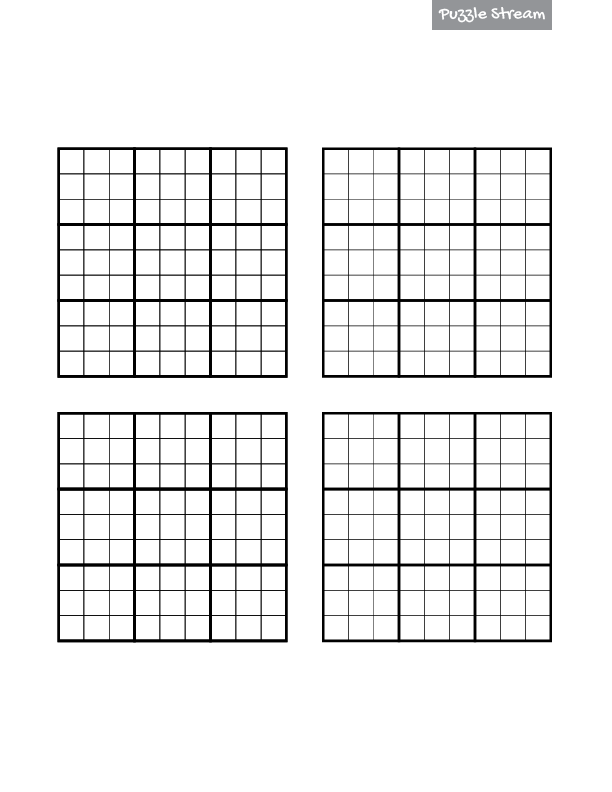 Blank sudoku grid for download and printing