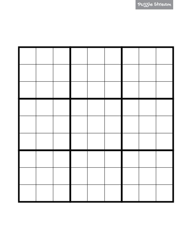 Blank sudoku grid for download and printing