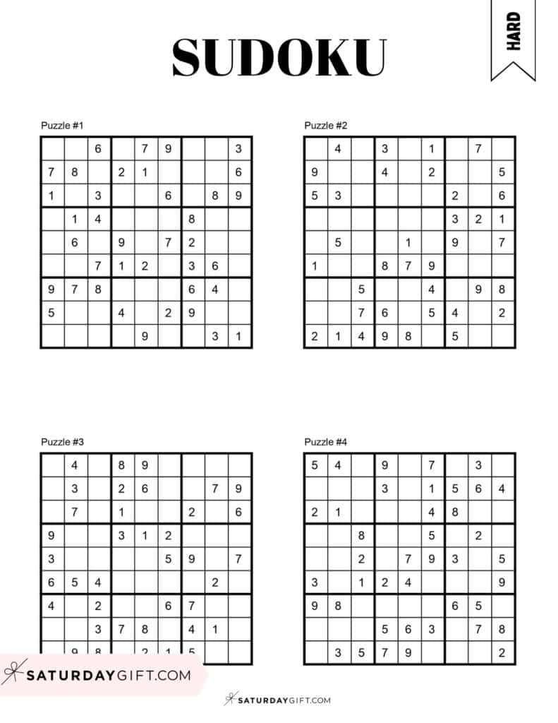 Free printable sudoku puzzles