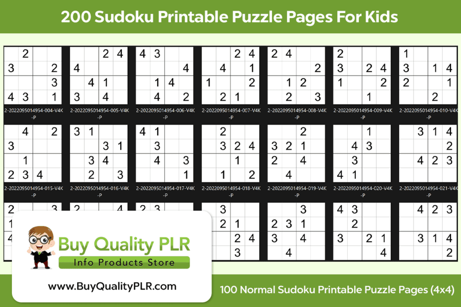 Sudoku printable puzzle pages for kids plr puzzles