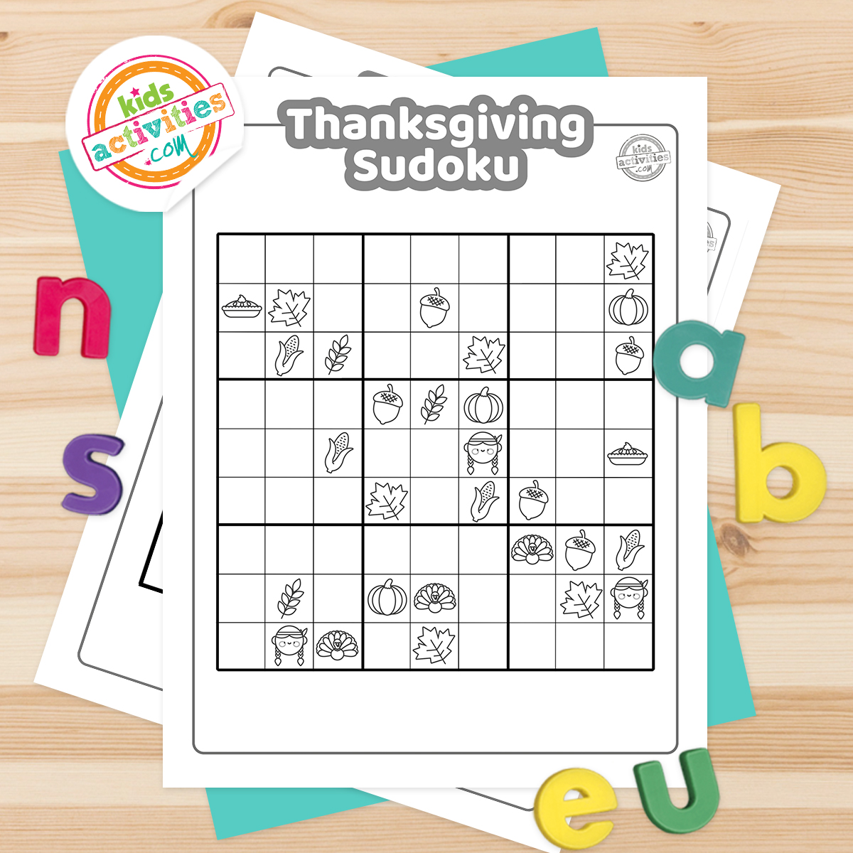 Printable thanksgiving sudoku puzzles for kids kids activities blog
