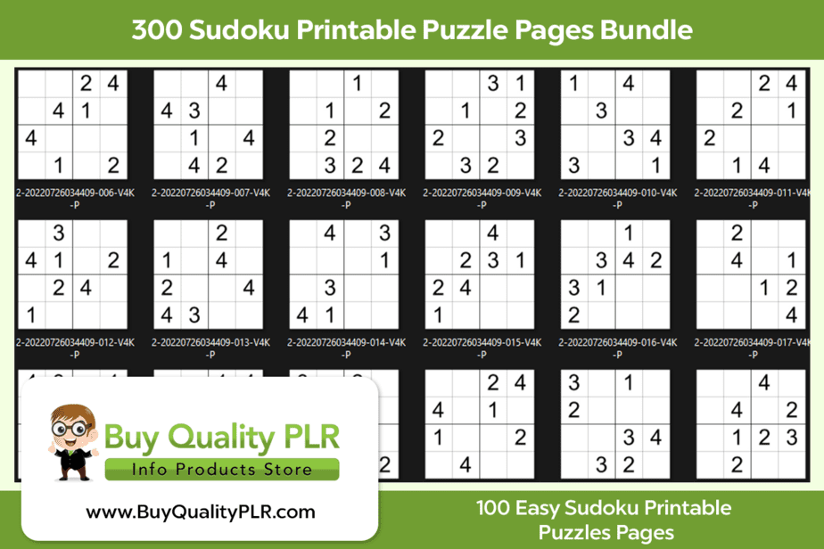 Sudoku plr printable puzzle pages bundle plr puzzles