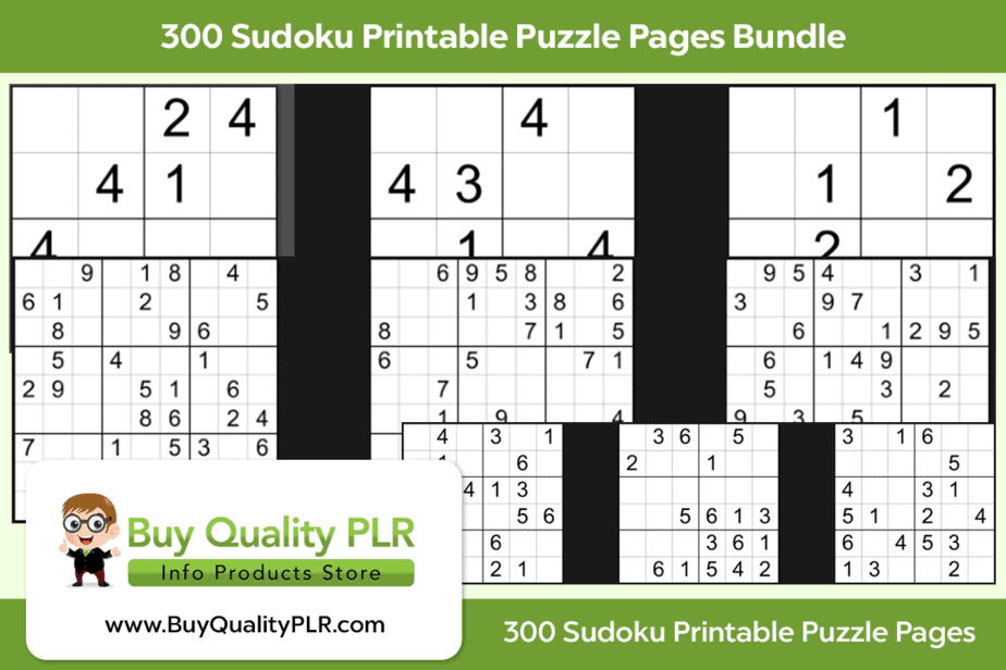Sudoku plr printable puzzle pages plr printable puzzle