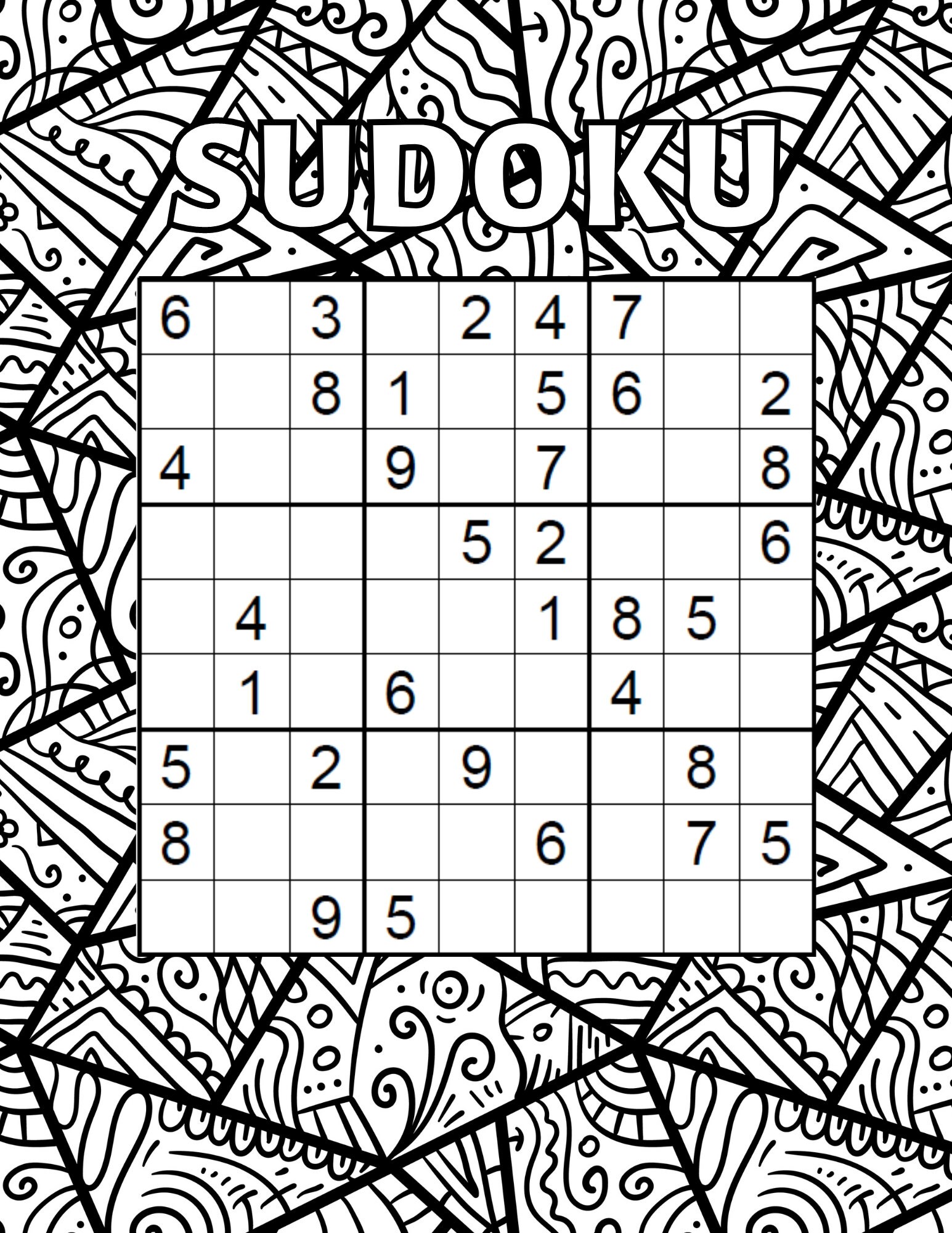 Sudoku coloring book page pdf instant download adult activity book mandala coloring pages for anxiety relief download now